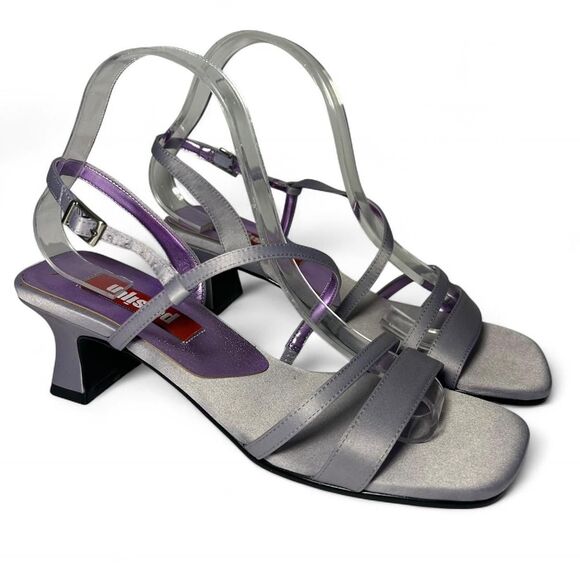 Vintage Y2K 2000s 90s square toe block he light purple high heels shoes 8 - Picture 5 of 8